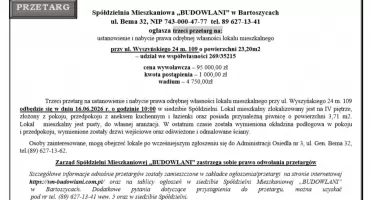 Oferta przetargowa Spółdzielni Mieszkaniowej „BUDOWLANI” w Bartoszycach